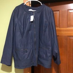 Blue polyester (pleather) jacket